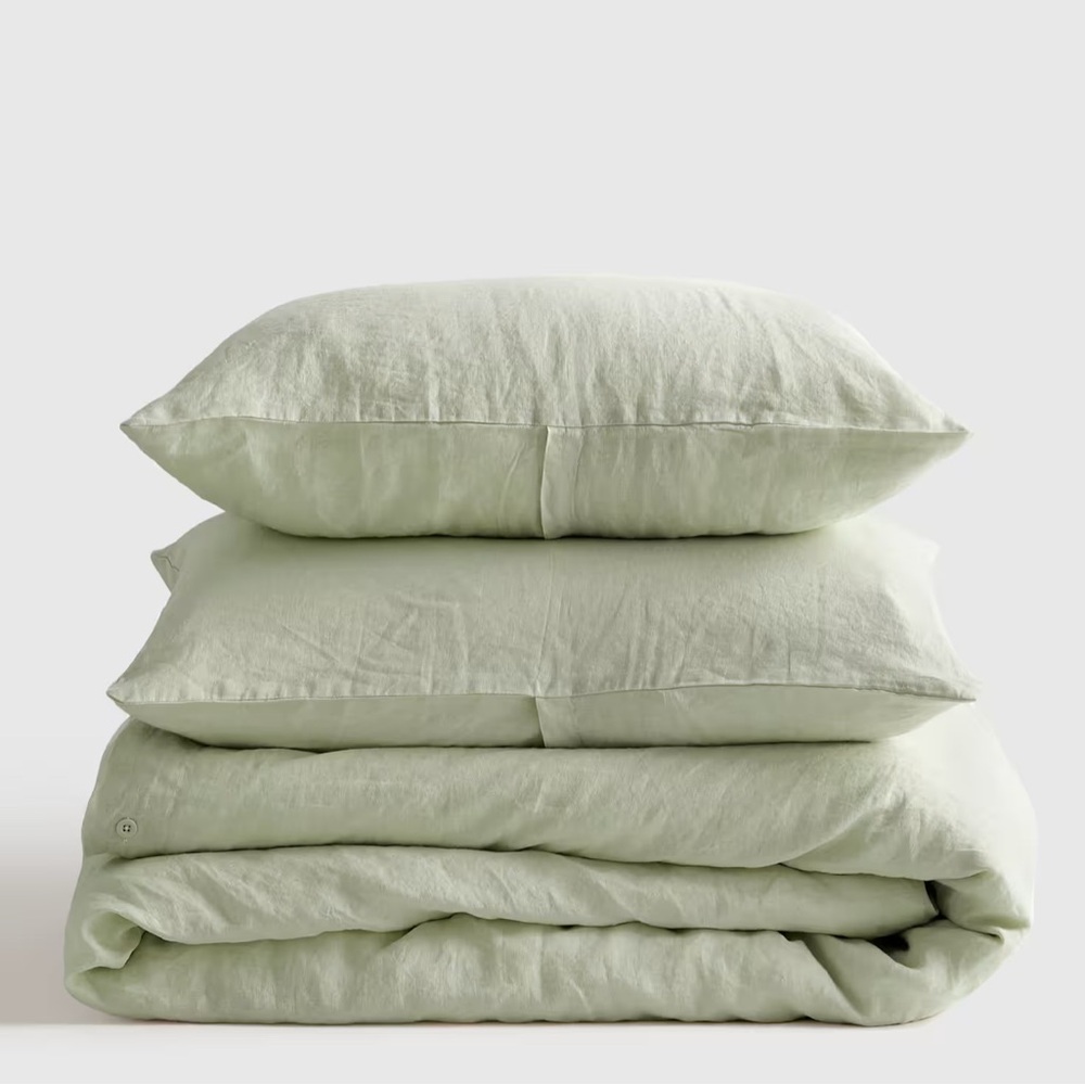 Quince Sage Green Linen pillow shams